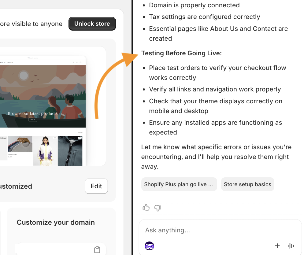 Ask sidekick to check store before going live