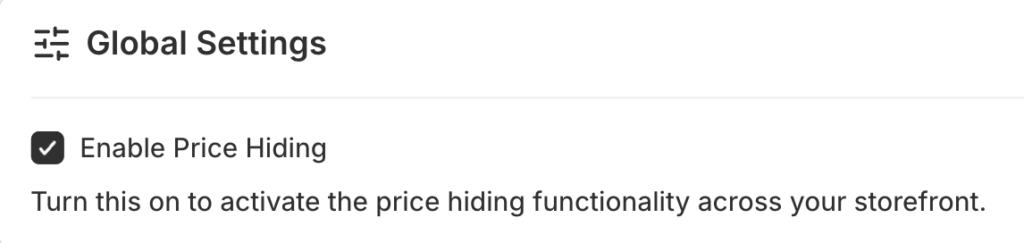 Enable price hiding in Shopify