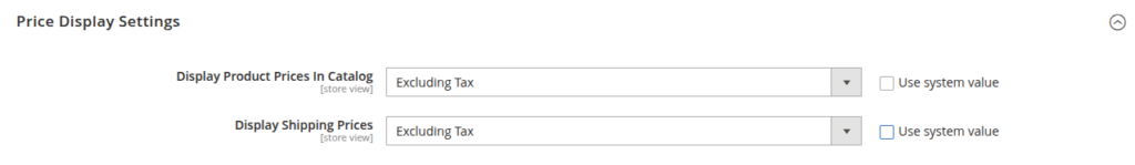 Price display settings in Magento 2