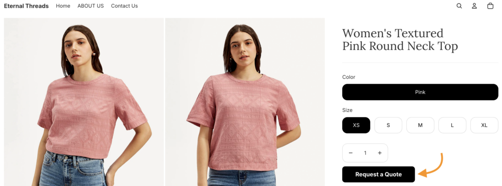 Request a quote button in Shopify