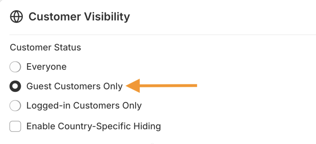 Select guest customers field in the app dashboard