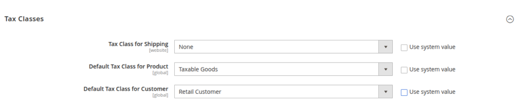 Tax classes for Magento 2