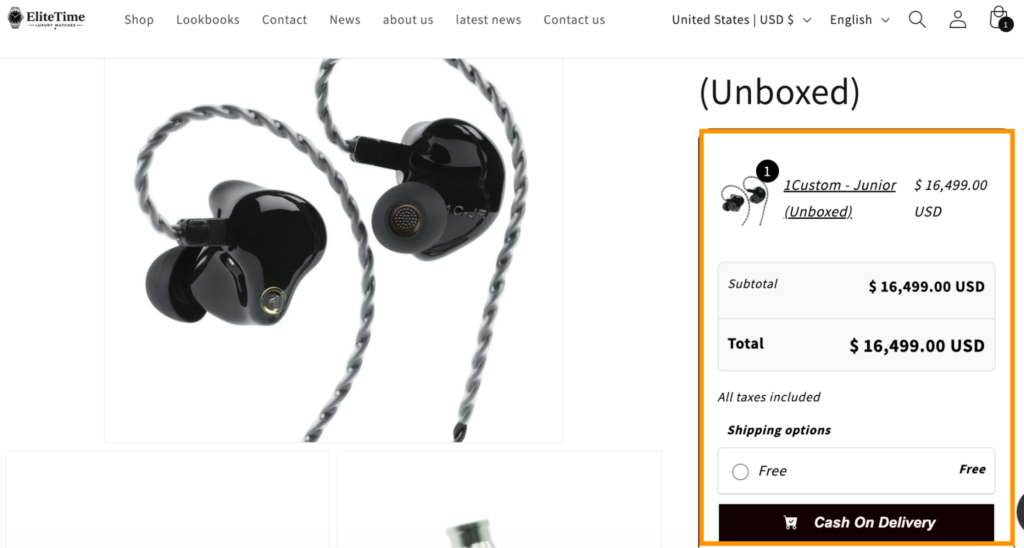 Quick COD form on product page