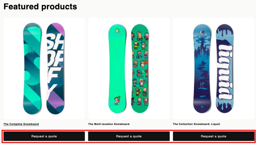 Example of Request a Quote in Shopify