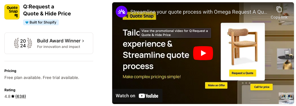Q:Request a Quote & Hide Price