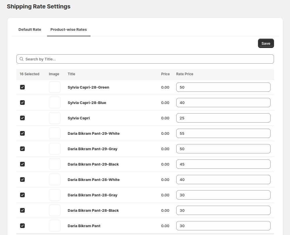 Assign Rates to Individual Products