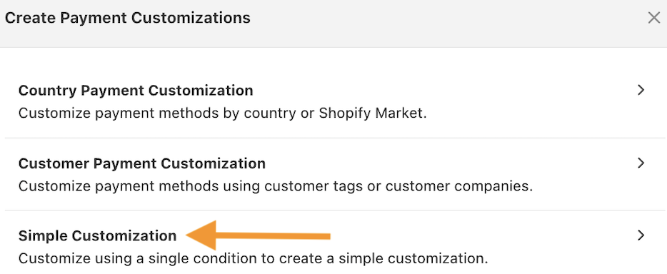 Select Create Customization > Simple Customization.