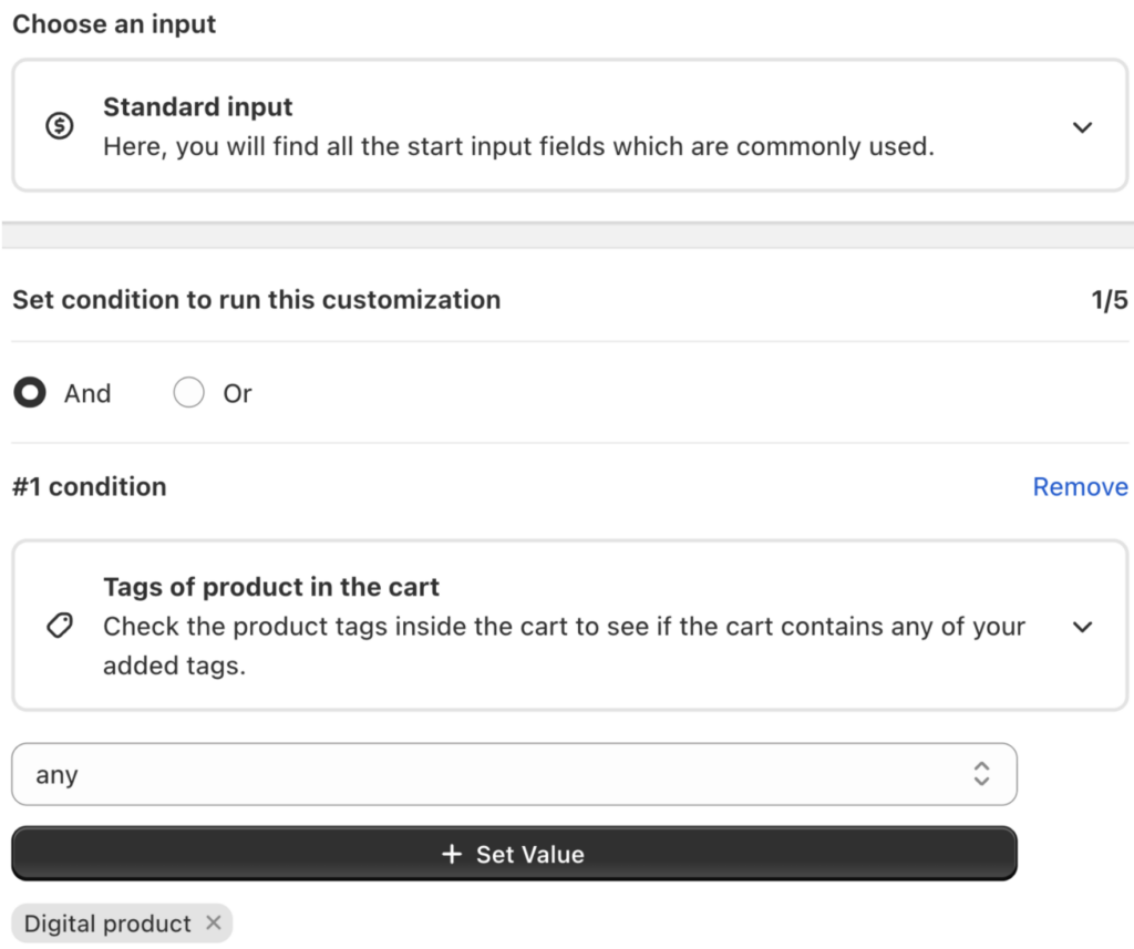 Hide COD for digital product in Shopify