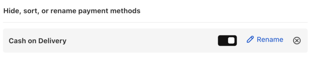 Hide COD payment method in Shopify