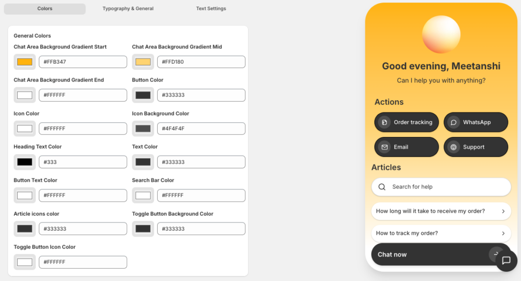 Configure the Appearance Settings