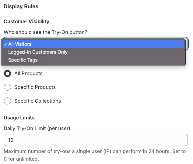 Configure Display Rules & Limits