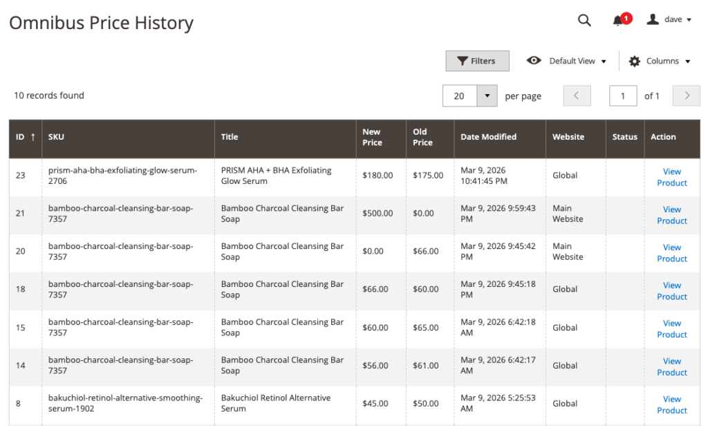 Monitor the Backend Price History in Backend