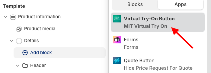 Select Virtual Try-on Button