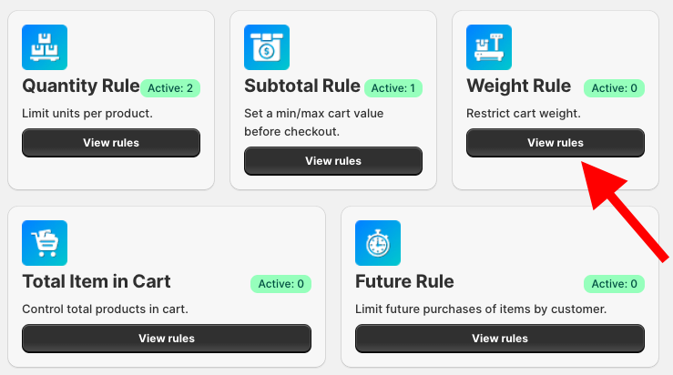 navigate to the Weight Rules and click View rules
