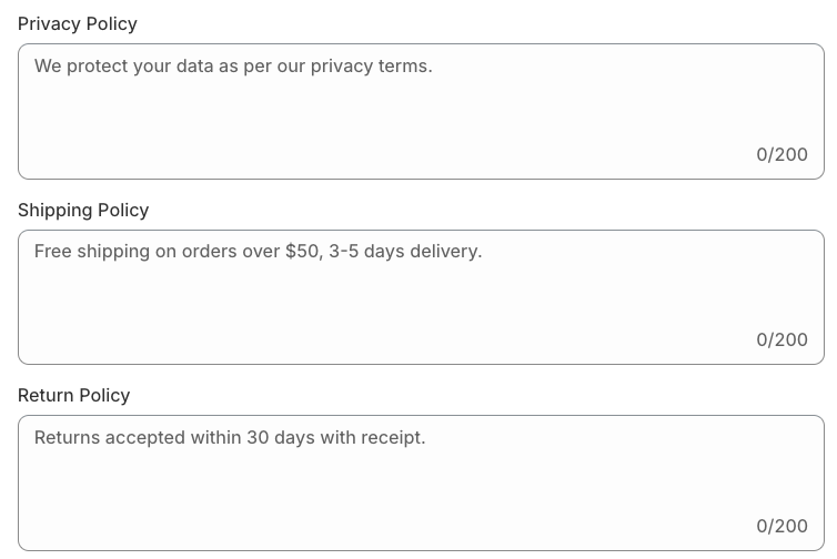 set policies and other information 
