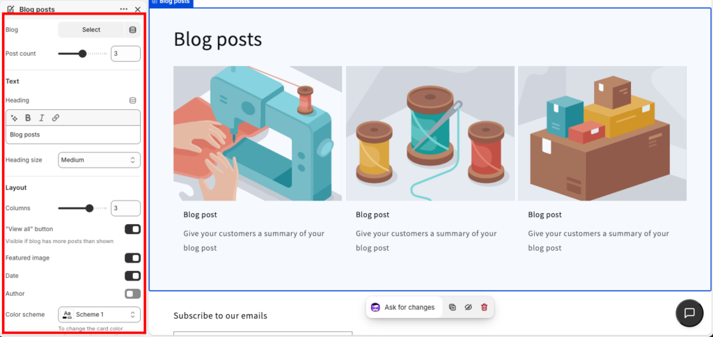 Customize the layout