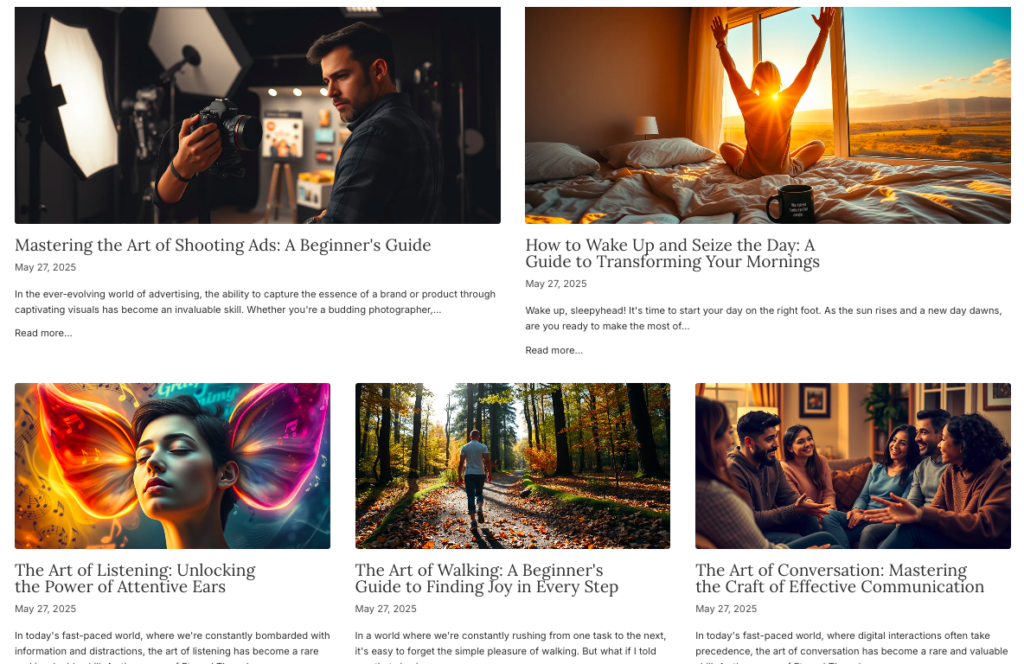 frontend preview of the blogs