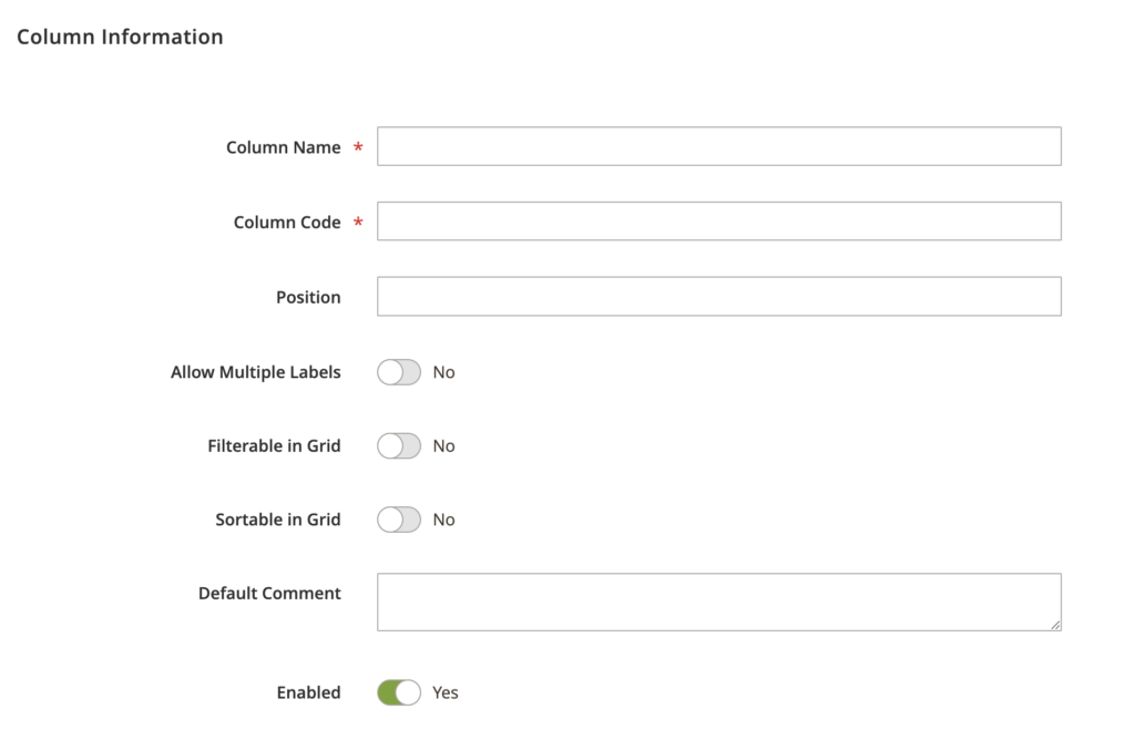 add column information