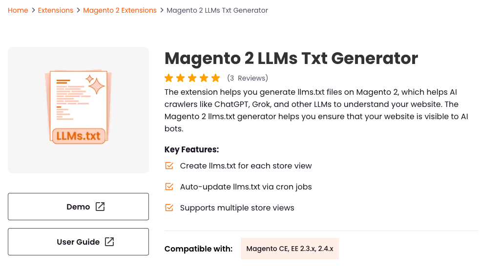 Meetanshi Magento 2 LLMs.txt Generator Extension