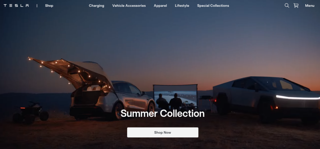 Tesla, a Shopify store