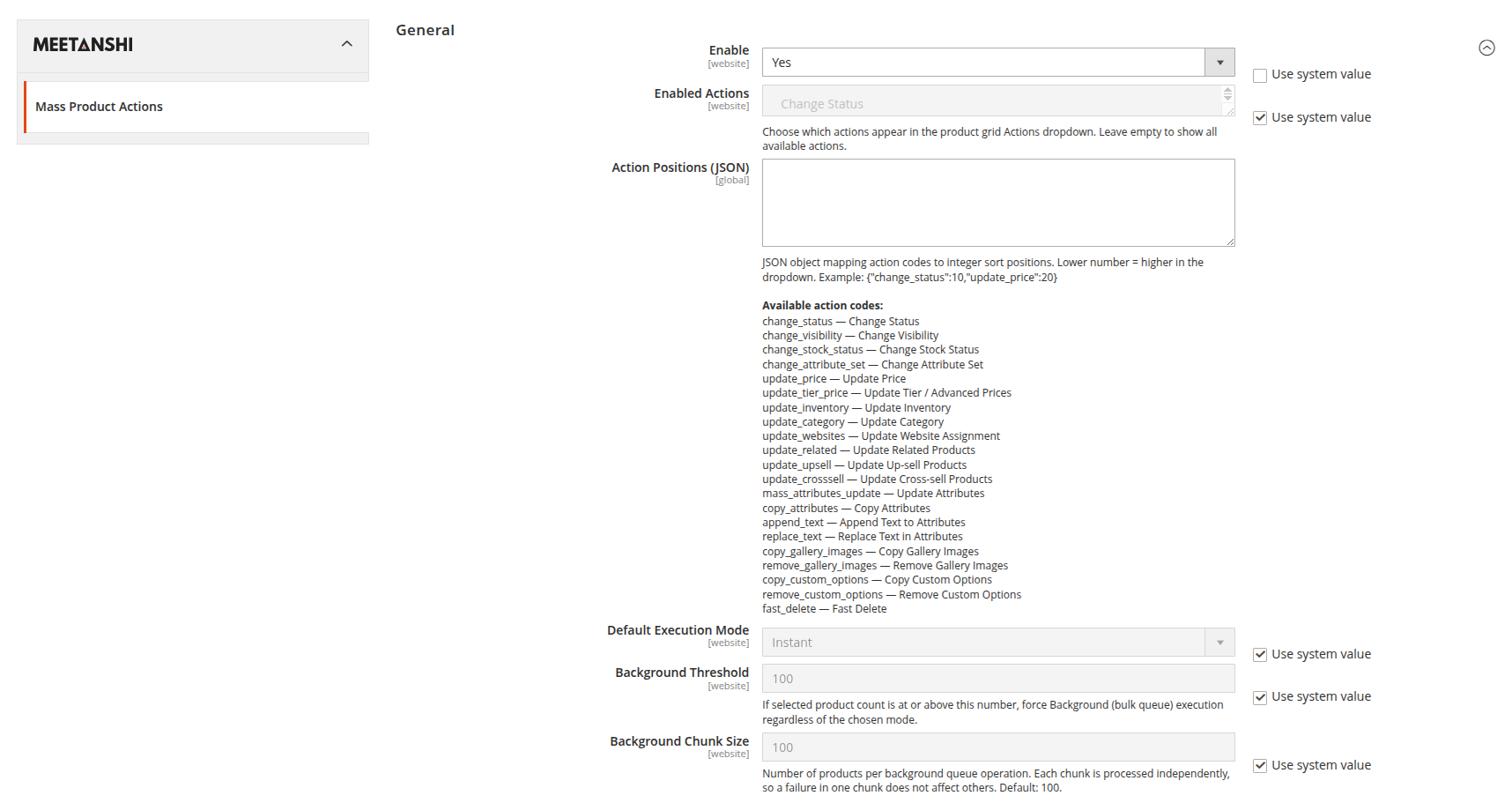 General Configuration Settings