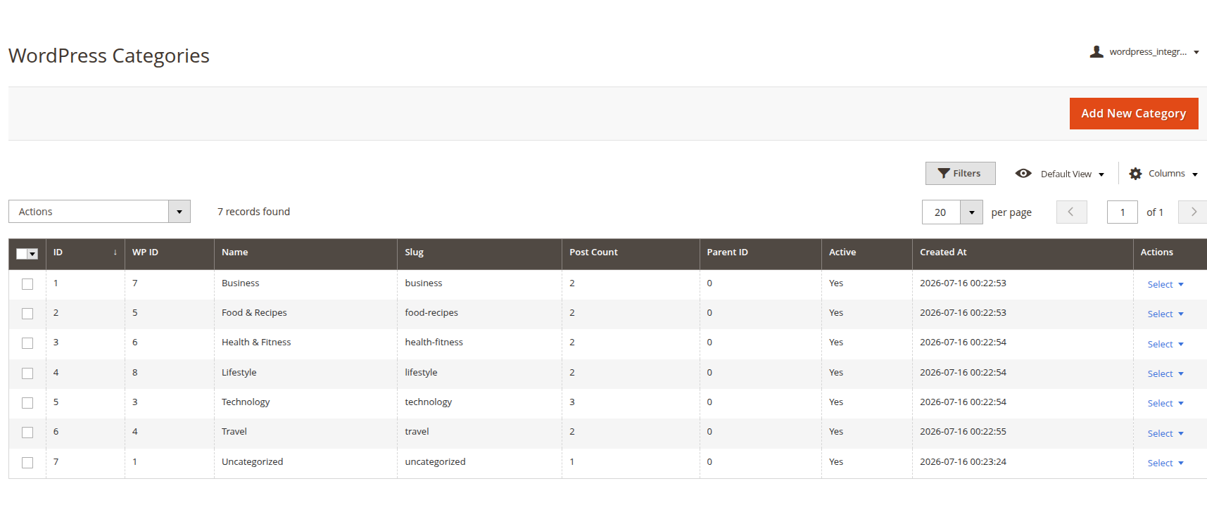 Wordpress Category Grid