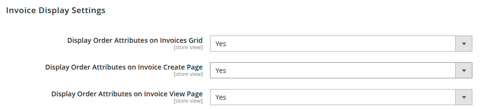Invoice Display Settings