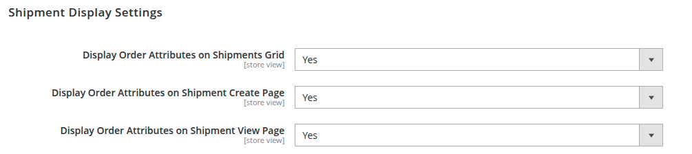 Shipment Display Settings