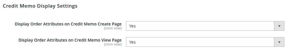 Credit Memo Display Settings