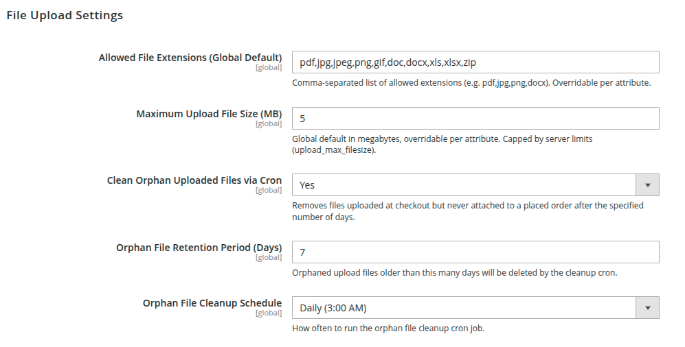 File Upload Settings