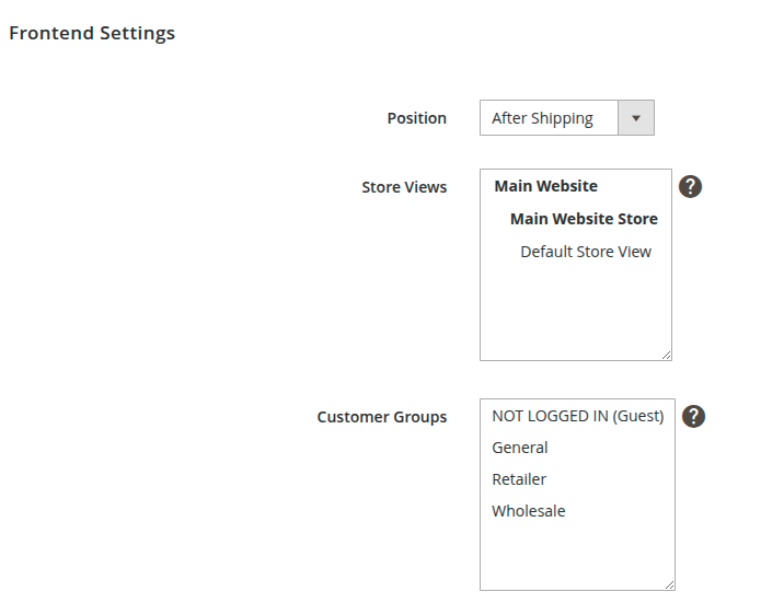 Frontend Settings