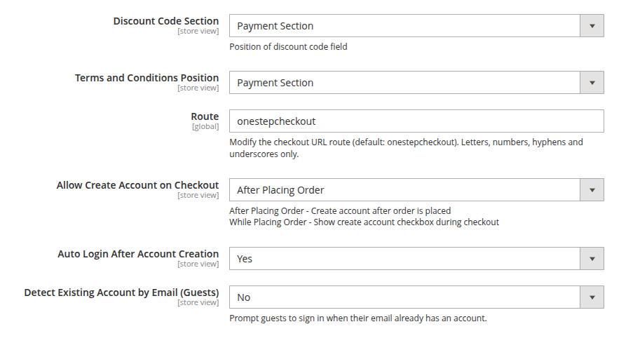 remaining general configuration OSC