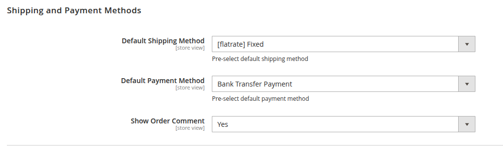 Shipping and Payment Methods