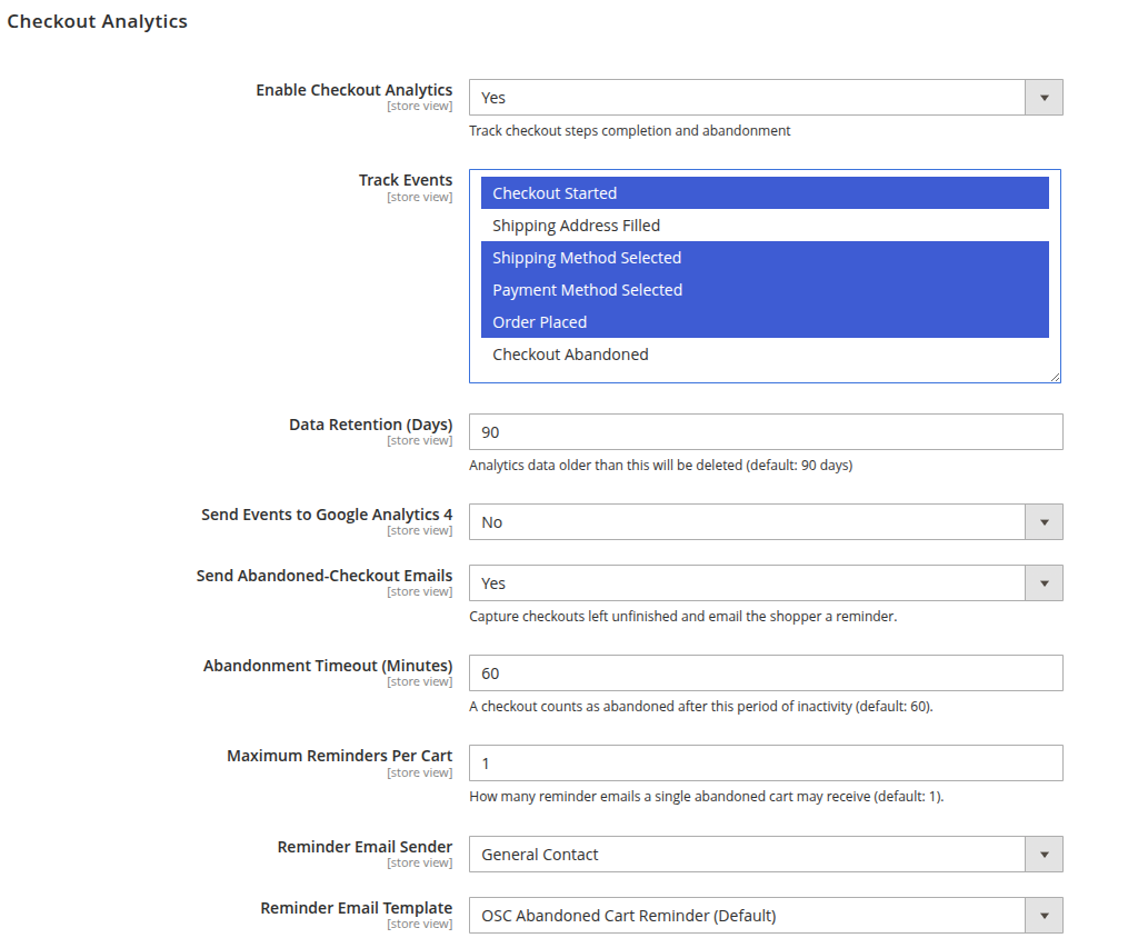 Checkout Analytics OSC