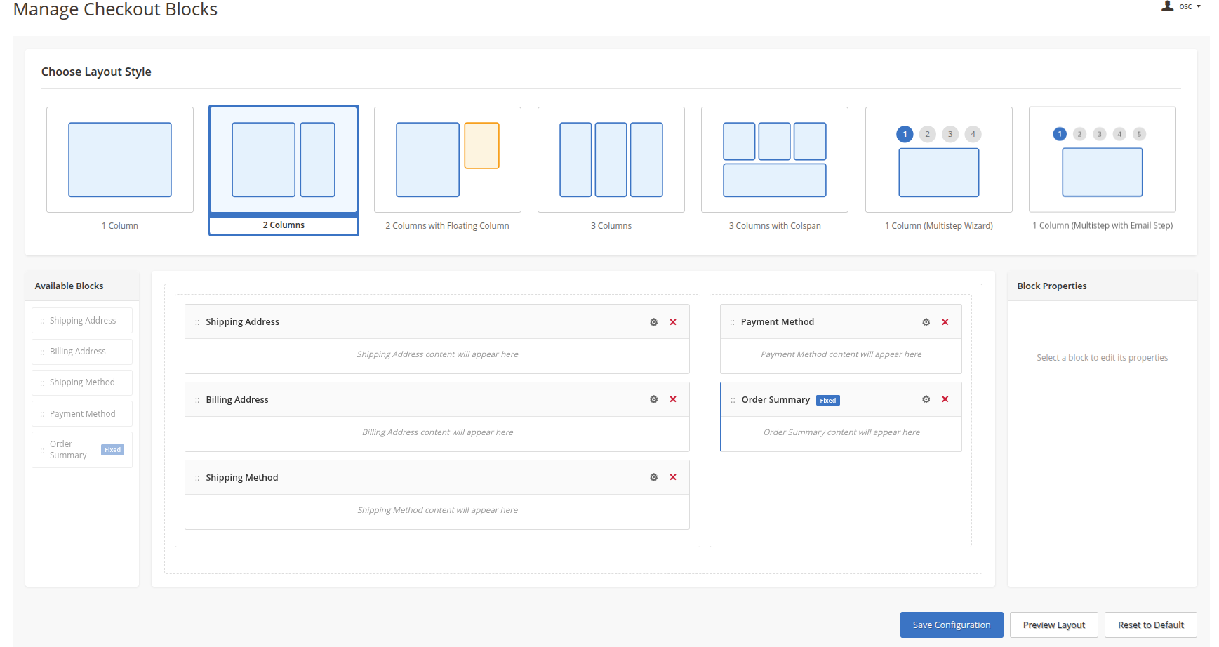 Manage Checkout Blocks