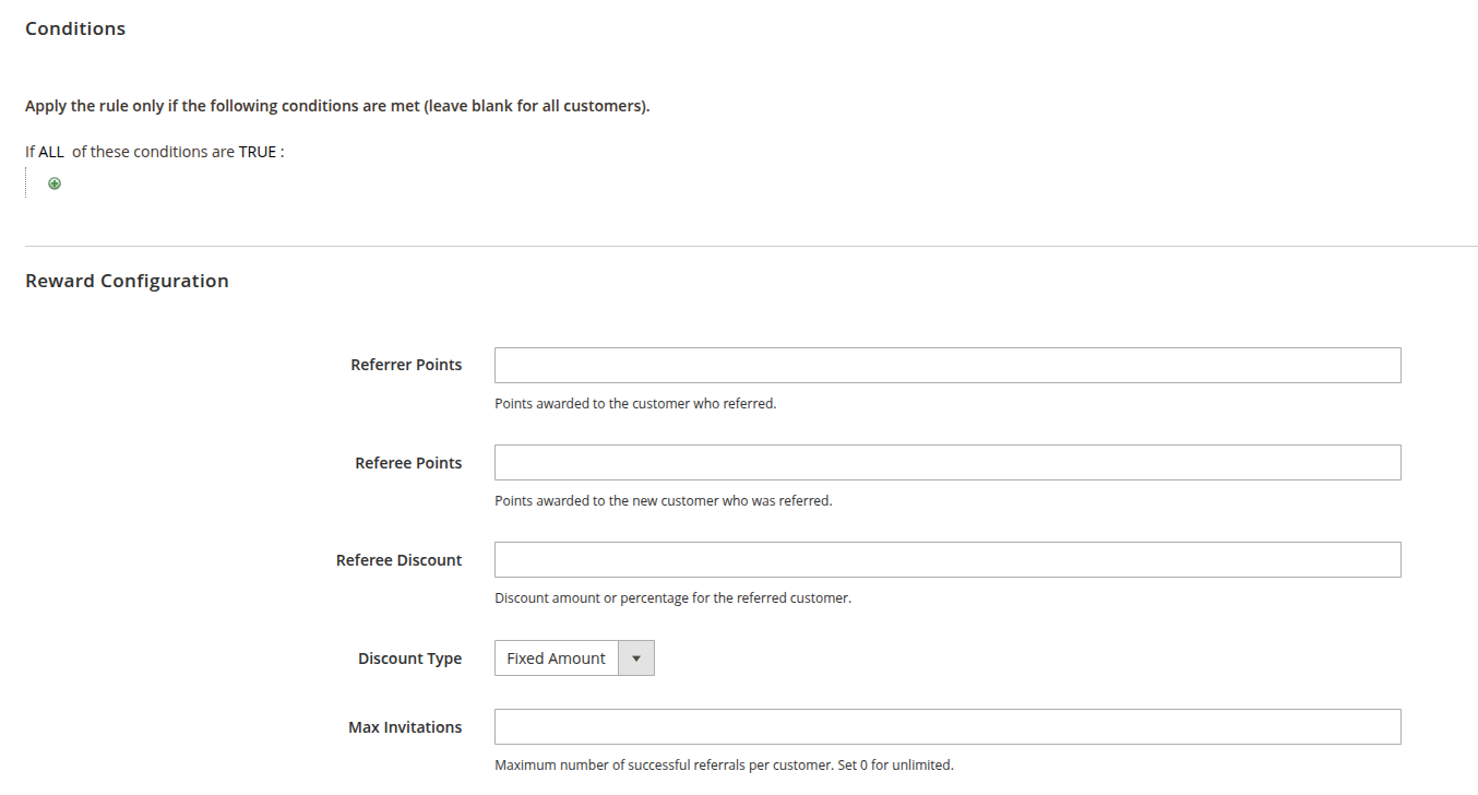 Reward Configuration tab