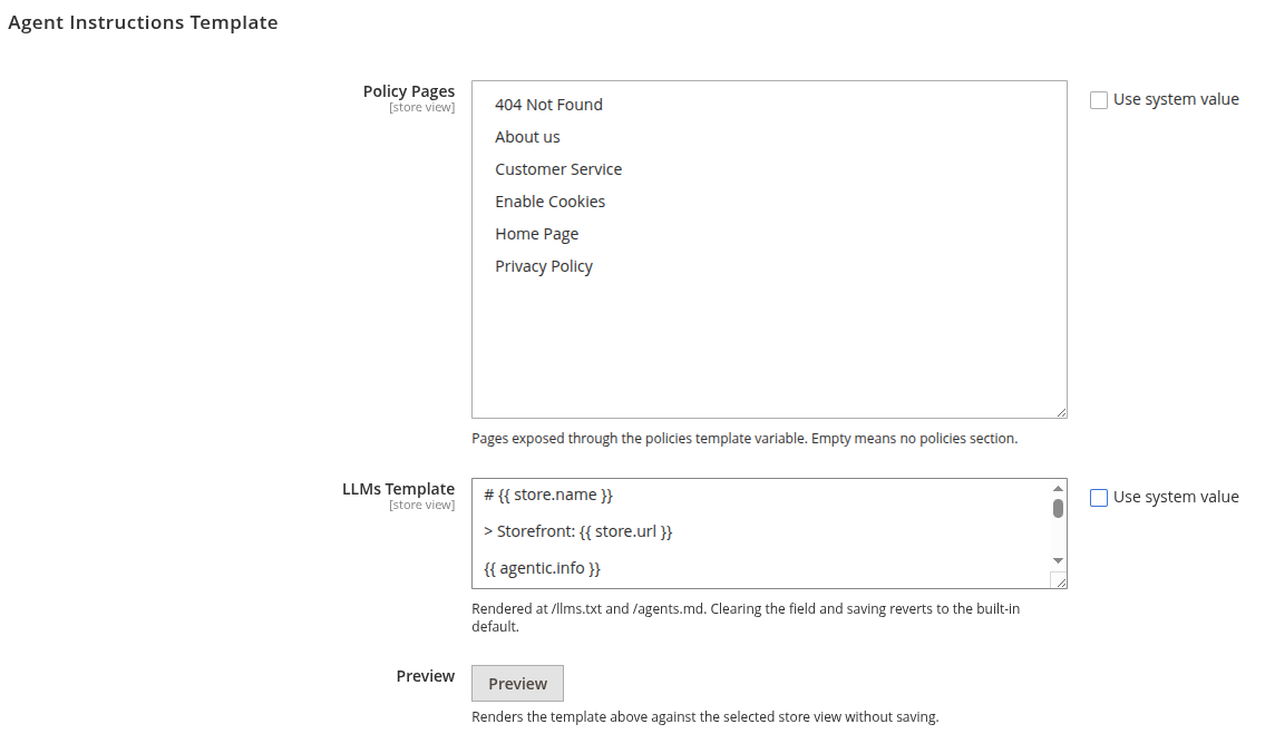Agent Instructions Configuration