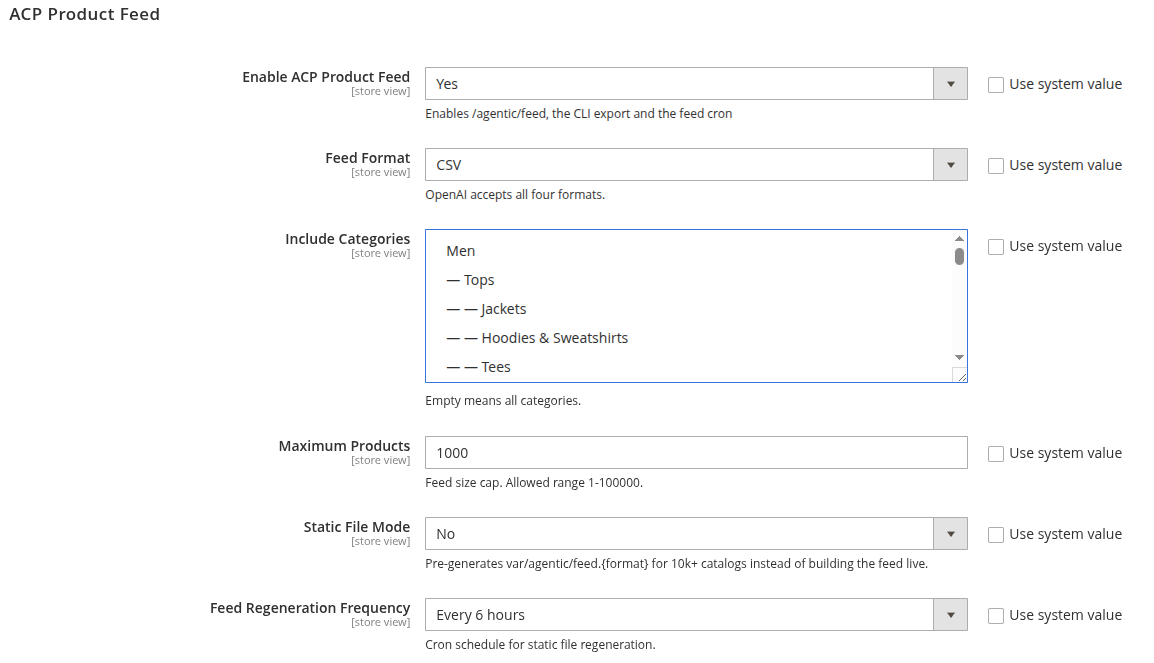 ACP Feed Configuration
