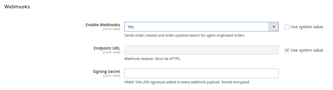 Webhooks Configuration