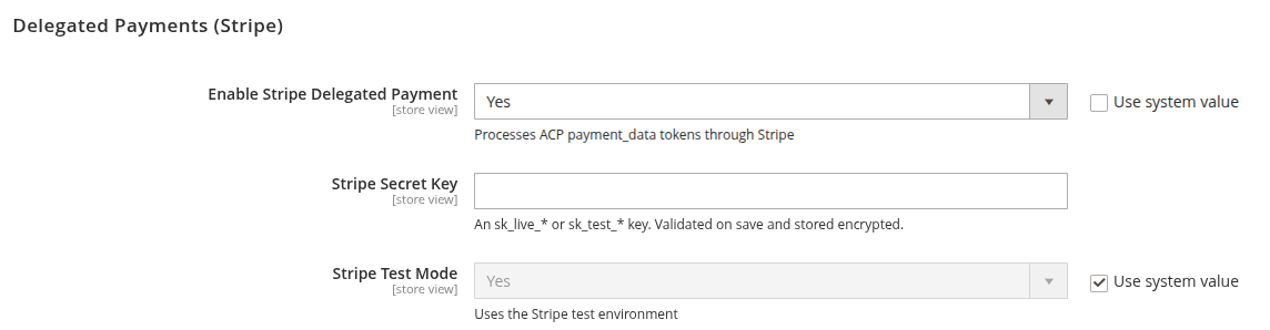 Delegated Payments Configuration