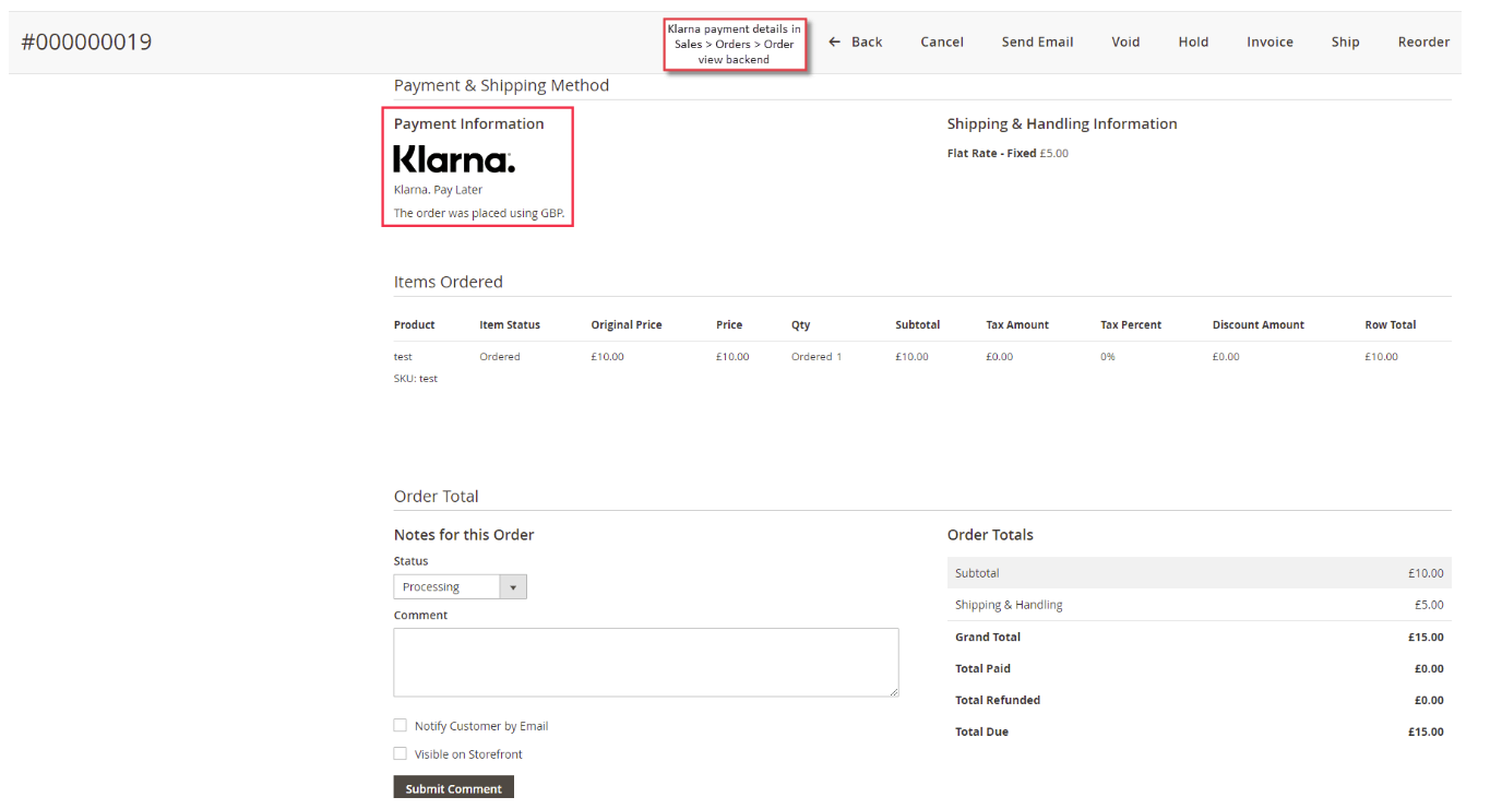 Order View in Sales > Orders