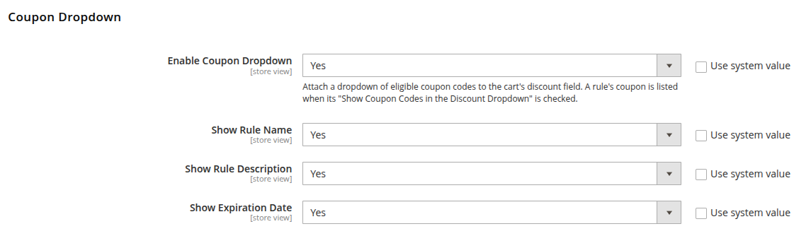 Coupon Dropdown