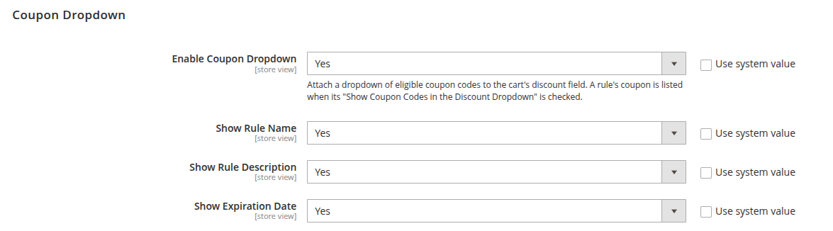 Coupon Dropdown