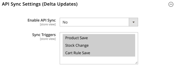 API Sync Settings