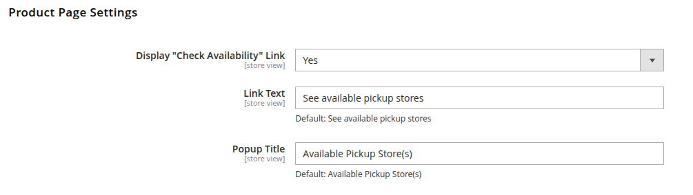 Product Page Settings