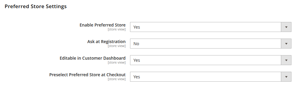 Preferred Store Settings