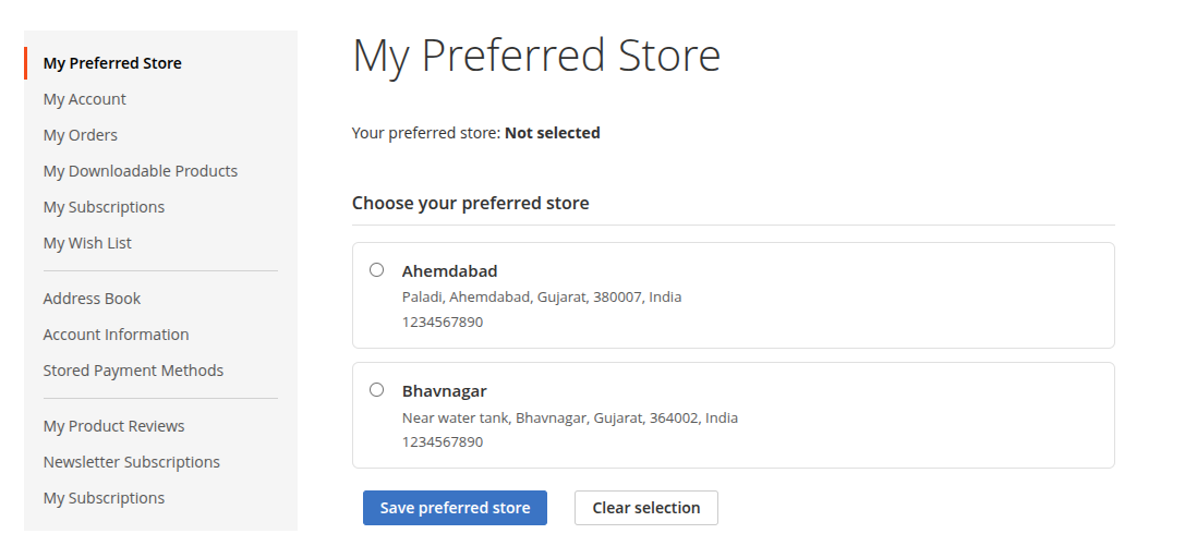 My Account Section