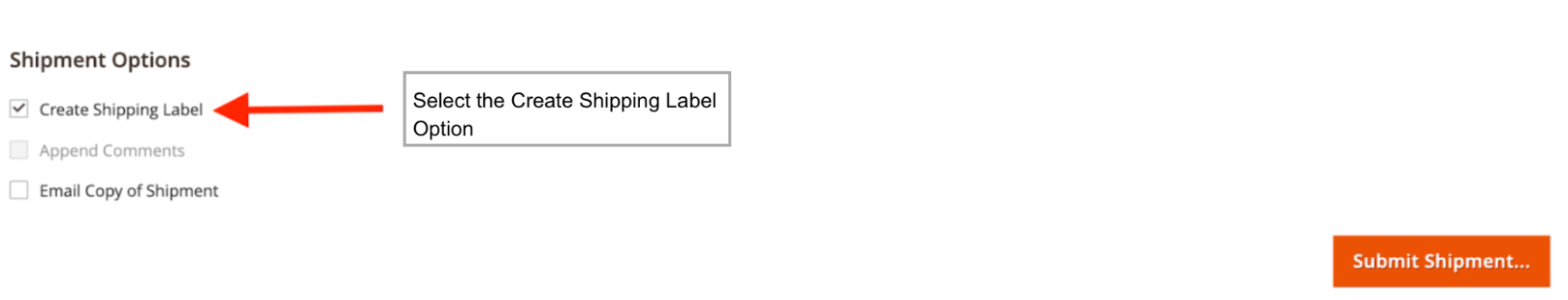 Magento admin option to create shipping label