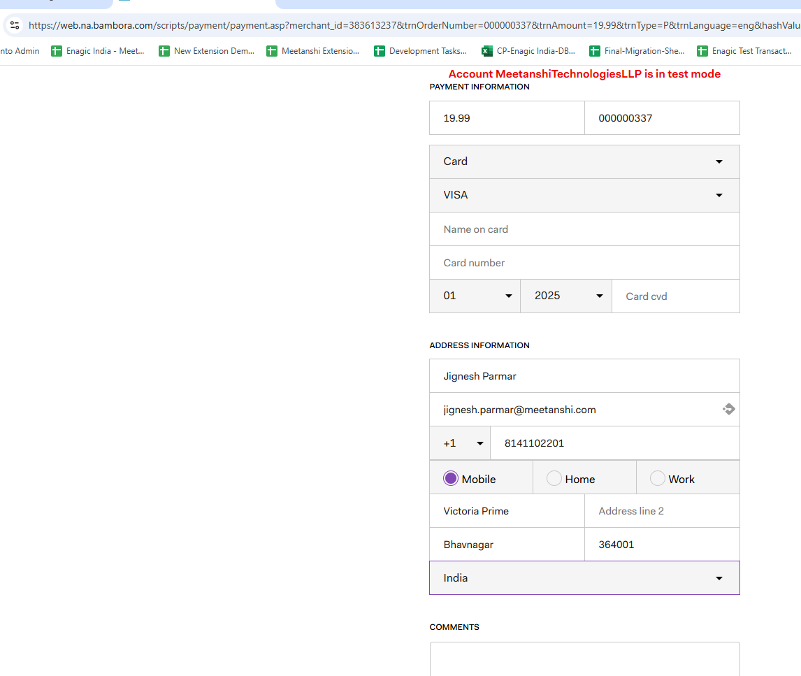 Bambora hosted payment pages during checkout