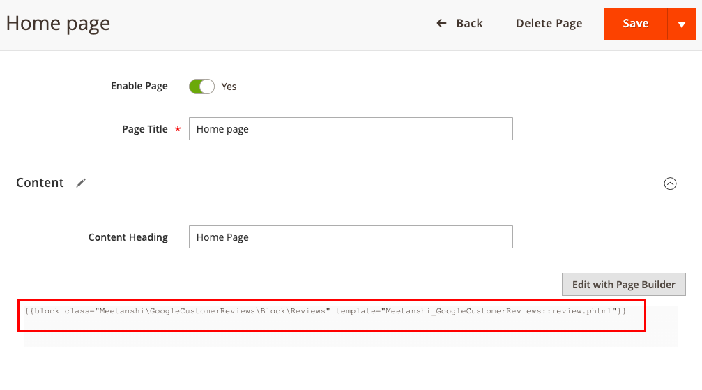 embed Google review widget at Magento store homepage